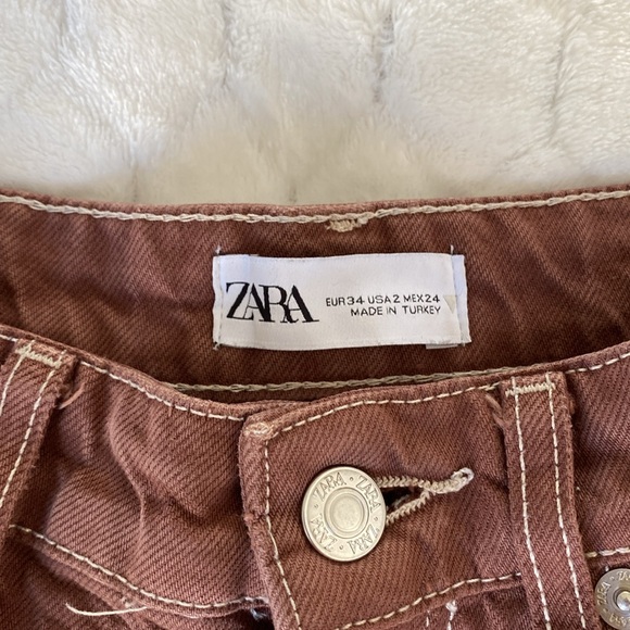 Zara Brown Denim Pants/Jeans - Picture 4 of 4